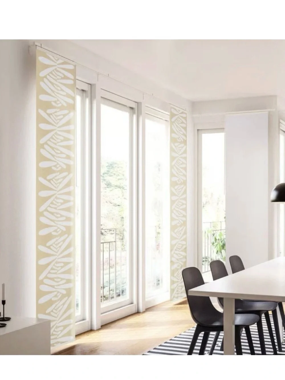 Set of 2 - Ikea RONNVARMAL Panel Curtain Blind Beige/White Leaves 24